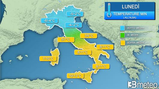 Temperature minime lunedì