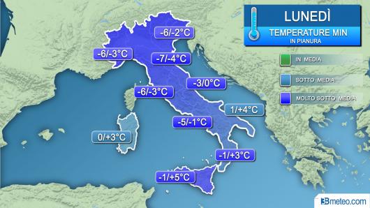 Temperature minime lunedì (alba)