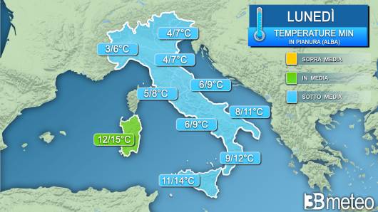 Temperature minime lunedì (alba)