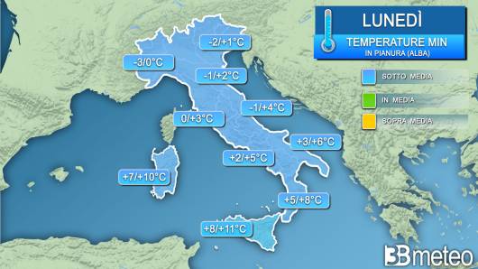 Temperature minime lunedì (alba)
