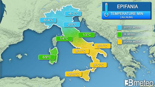 Temperature minime martedì