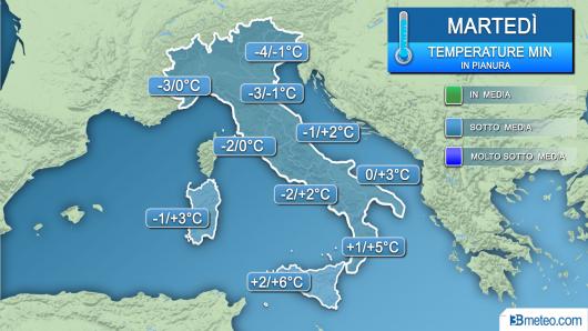 Temperature minime martedì (alba)