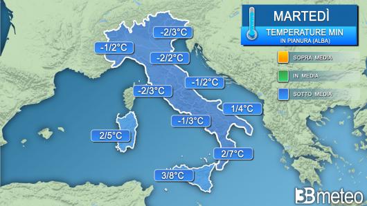 Temperature minime martedì (alba)