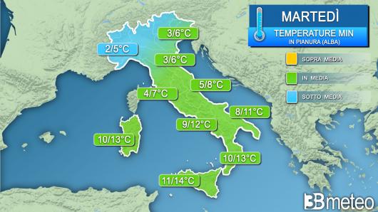 Temperature minime martedì (alba)