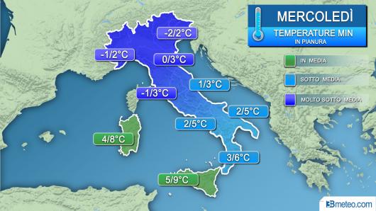 Temperature minime mercoledì