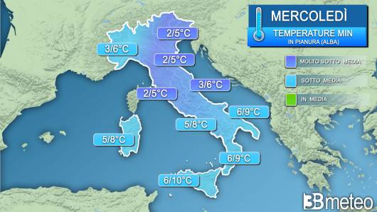 Temperature minime mercoledì