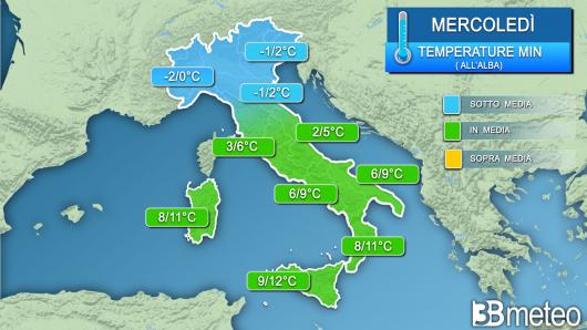Temperature minime mercoledì