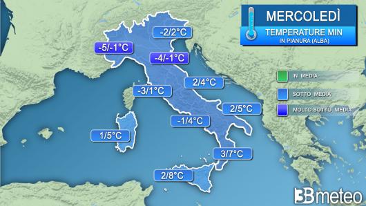 Temperature minime mercoledì (alba)