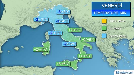Temperature minime venerdì