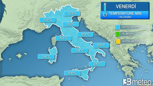 Temperature minime venerdì
