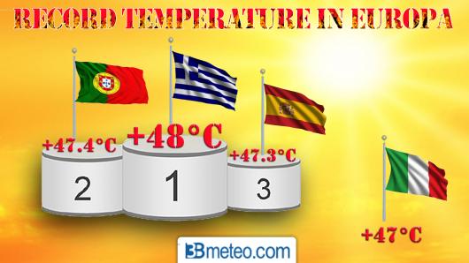 Temperature più elevate misurate in Europa