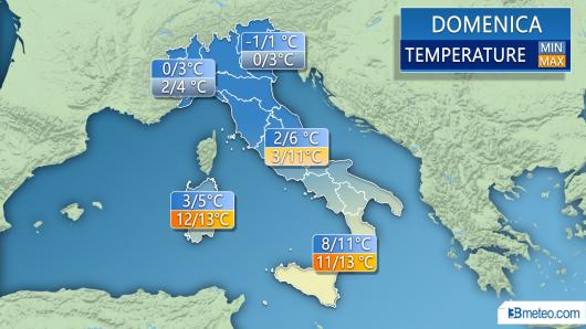 Temperature previste per domenica