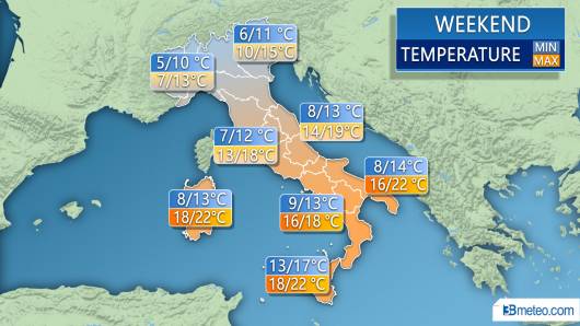 Temperature previste weekend