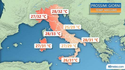 Temperature prossimi giorni