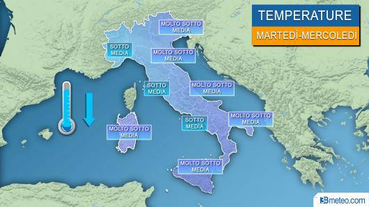 Temperature prossimi giorni ancora molti gradi sotto media, fino a 10° in meno rispetto alla norma