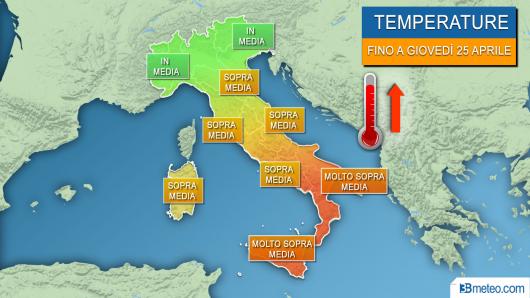 Temperature sopra media nei prossimi giorni, anche caldo al Sud