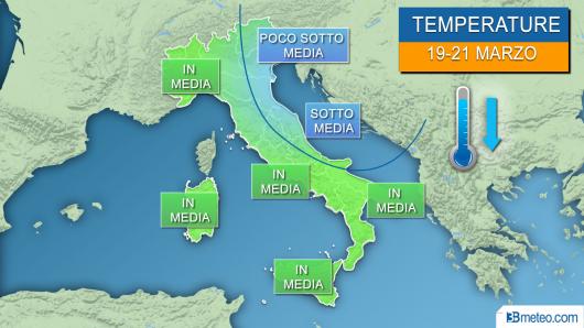 Temperature tra martedì e giovedì, ancora localmente sotto media