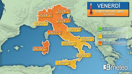  Temperature venerdì 28 ottobre