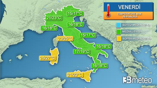 Temperature venerdì