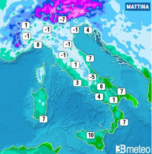 Temperature venerdì mattina