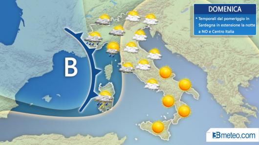 Tempo previsto domenica