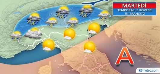 Temporali attesi martedì al Nord