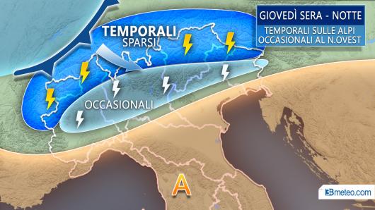Temporali giovedì sera/notte