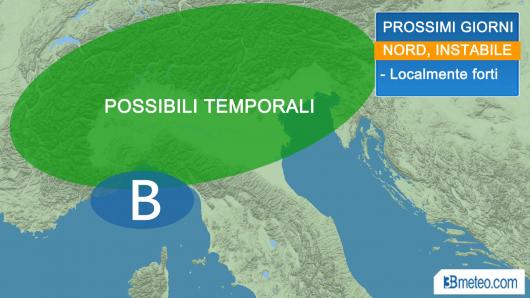 Temporali lambiscono il Nord