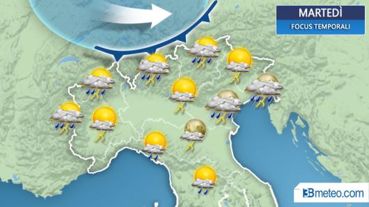 Temporali martedì al Nord