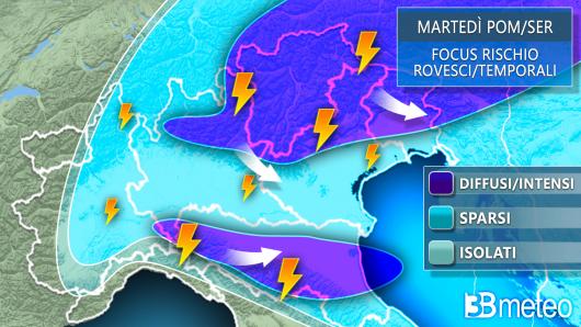 Temporali nella seconda parte di martedì