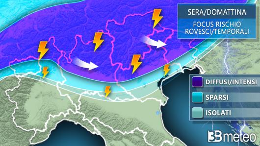 Temporali nelle prossime ore