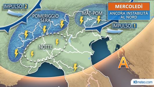 Temporali previsti per mercoledì