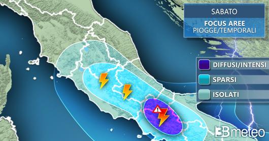 Temporali sabato sul Centro Italia