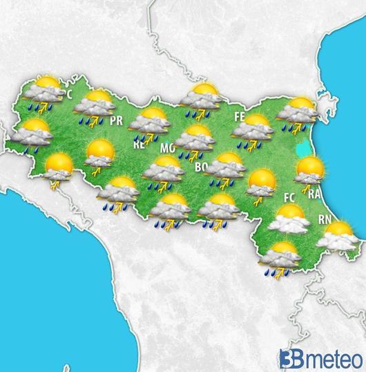 Temporali tra la tarda mattinata e il pomeriggio di mercoledì sull'Emilia Romagna