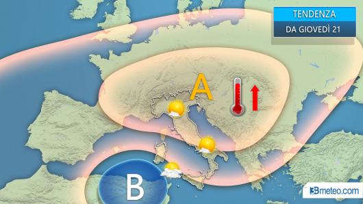 Tendenza da giovedì 21 al weekend 23-24 Marzo