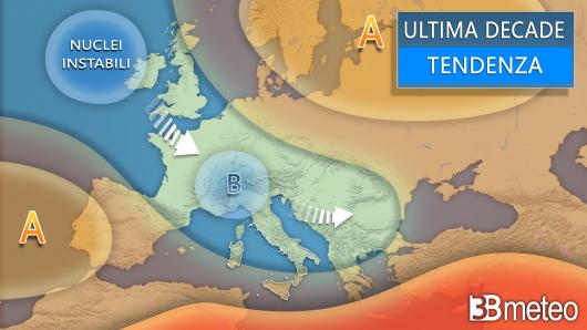 Tendenza media ultima decade di maggio