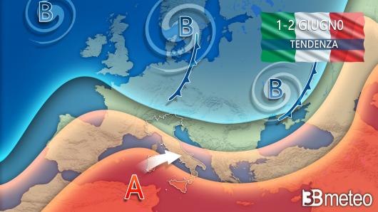 Tendenza meteo 1-2 giugno