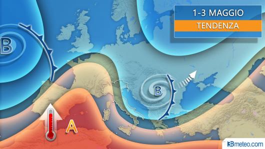 Tendenza meteo 1-3 maggio
