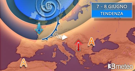 Tendenza meteo 7-8 giugno