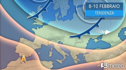 tendenza meteo 8-10 febbraio