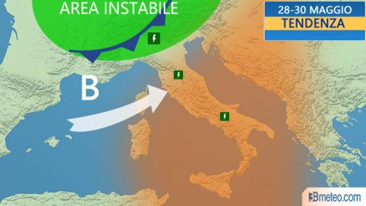 tendenza meteo avvio settimana