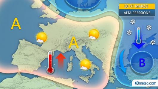 Tendenza meteo da giovedì 28 al weekend 30-31 marzo