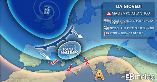 Tendenza meteo da giovedì in poi