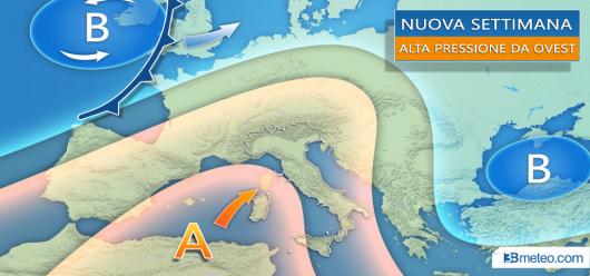 Tendenza meteo: da martedì rimonta decisa l'alta pressione
