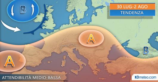 Tendenza meteo fine luglio avvio agosto