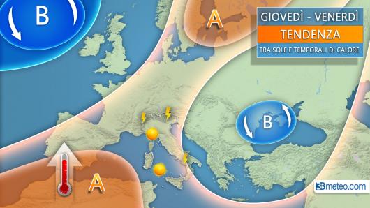 Tendenza meteo giovedì-venerdì