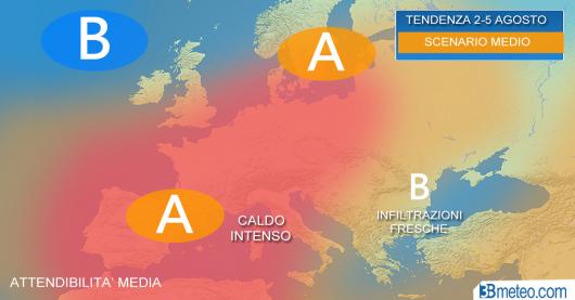 Tendenza meteo inizio Agosto 