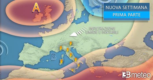Tendenza meteo inizio prossima settimana
