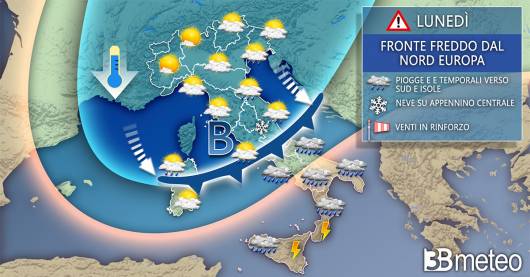 Tendenza meteo lunedì