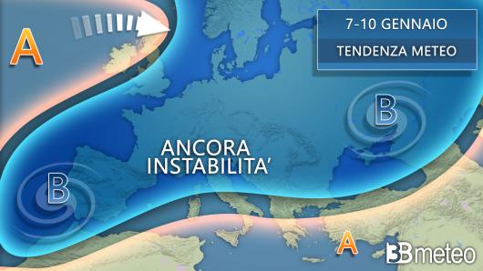 Tendenza meteo per dopo l'Epifania: ancora instabilità